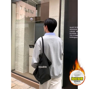 重磅加绒硬挺boxy男女美式高街假两件衬衫领长袖卫衣POLO领打底衫图片