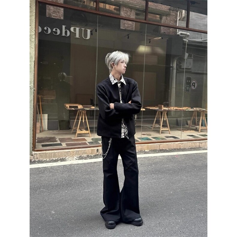 韩系慵懒风条纹毛衣男士秋冬季美式潮牌高级感软糯毛绒针织衫外套,男装针织衫/毛衣,星座506A