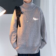 ！冬季加厚高领毛衣男百搭印花针织衫学生长袖打底衫GM601P55，男装针织衫/毛衣，电商B220