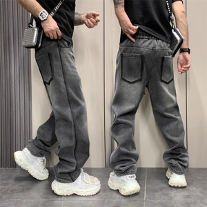 美式高街宽松直筒牛仔裤2025新款春秋装男款休闲长裤子AM1236 P48图片