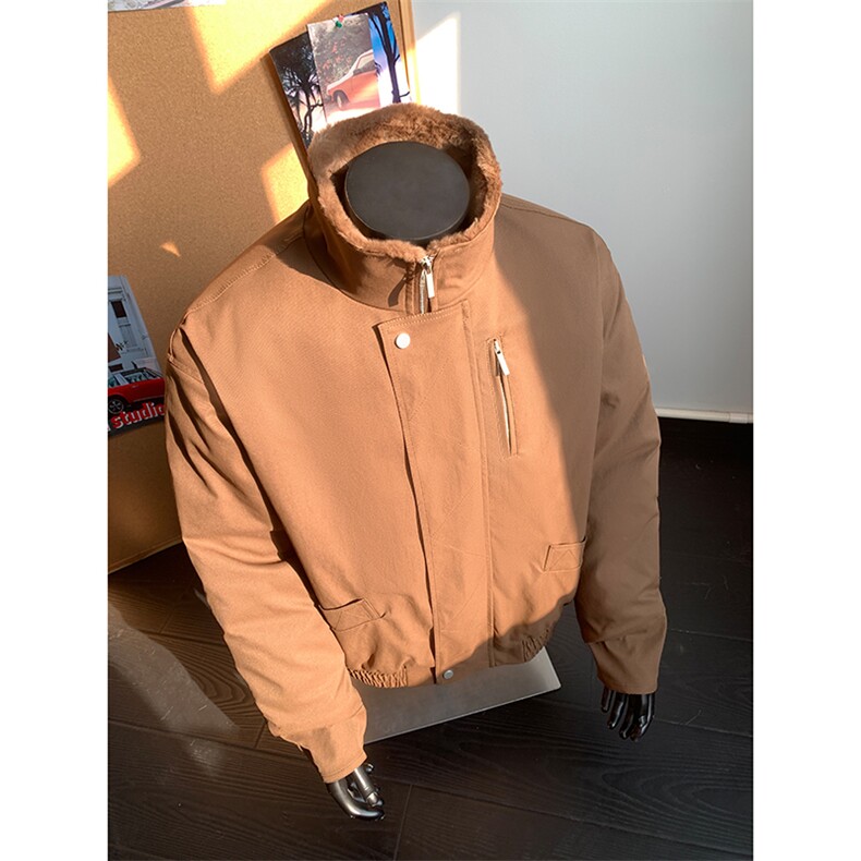 座山雕 巴恩风冬季加绒仿兔毛立领棉衣 9171-P100图片