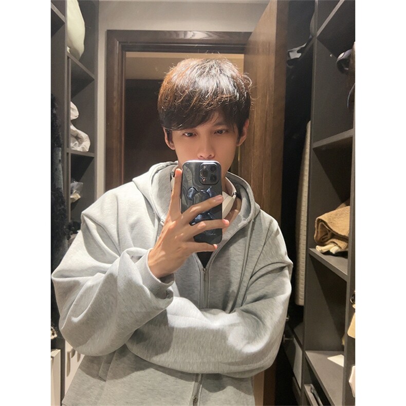 自家图，博主风cleanfit垫肩设计感双拉链卫衣男解构风WYB05-P58,男装卫衣,星座1007（原301D）