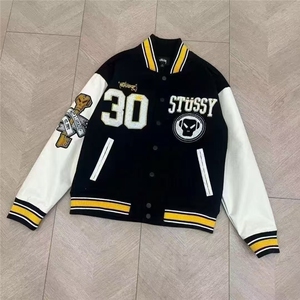美式字母拼色棒球服夹克男女春秋新款潮牌网红运动服青少年外套图片