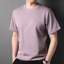 微胖男生穿搭显瘦正肩短袖男款高弹力索罗娜凉感t恤修身重磅半袖图片