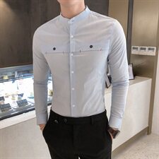 19秋款男青年英伦风衬衫韩版商务男士高端长袖衬衫102A-BF07，男装衬衫，星座419（原A233）