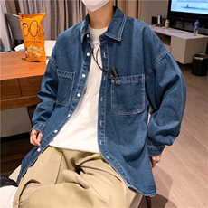 牛仔衬衫男长袖韩版潮流高级感男装工装衬衣宽松日系休闲外套，男装衬衫，星座410-7