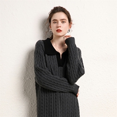 春秋装新款韩版时尚显瘦套头女士针织35%羊绒衫，女装连衣裙，绒源之鑫