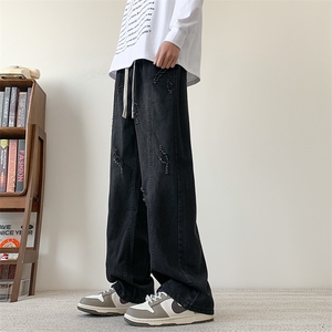S-3XL 夏季薄款冰丝裤直筒宽松破洞牛仔裤 310A-2 BK312 p55 控78图片