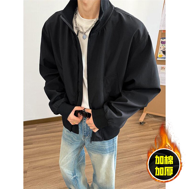 现货冬季美拉德立领飞行夹克廓形高街棒球服加棉加厚棉衣外套，男装夹克，电商A486-1