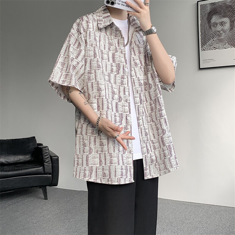 8XL-M花衬衫男款短袖夏季冰丝薄款花衬衣大码寸衫外套DC28013P38,男装衬衫,电商B312
