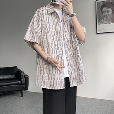8XL-M花衬衫男款短袖夏季冰丝薄款花衬衣大码寸衫外套DC28013P38，男装衬衫，电商B312
