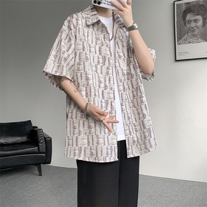 8XL-M花衬衫男款短袖夏季冰丝薄款花衬衣大码寸衫外套DC28013P38图片