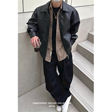 青少年拉链宽松型秋季美式扎染翻领短款皮夹克外套男款PW634，男装夹克，星座1116A（原606A-3）