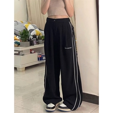 2025新款宽松休闲裤男韩版潮流百搭裤子夏季薄款坠感阔腿拖地长裤，男装休闲裤，四季星座505