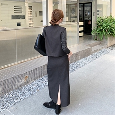 小香风显瘦马甲套装裙女2025春秋季新款法式气质收腰半身裙三件套，女装套装/套裙，2C015