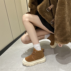 雪地靴高帮防水运动休闲鞋真皮短靴潮女，女鞋雪地靴，电商A223