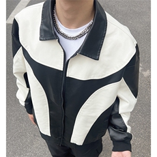 24现货新款港风街头风情侣PU皮夹克宽松外套M9914-P88控158，男装夹克，电商A021