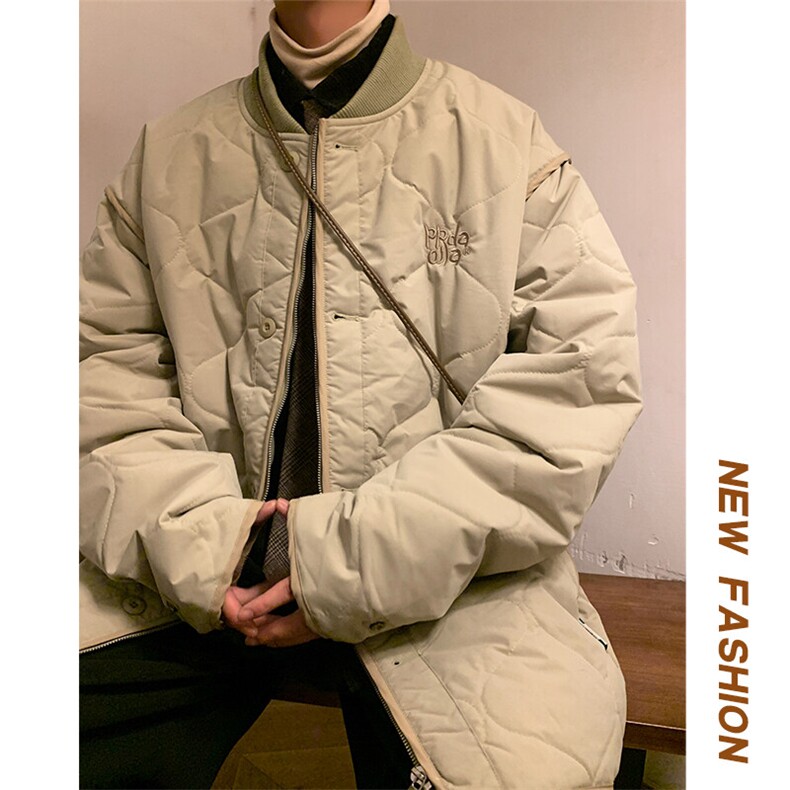 冬新港风重工刺绣棒球服男潮流棉服美拉德风棉袄保暖外套M52-P145,男装棉衣,电商A001-1