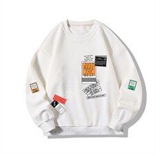 华夫格卫衣圆领卫衣男大码长袖t恤男外套HW76121-P30加绒款-P40，男装卫衣，电商A040