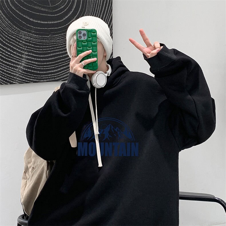 WY2255-P35加绒款-P40纯棉连帽卫衣男大码运动帽衫宽松薄外套男,男装卫衣,电商A040