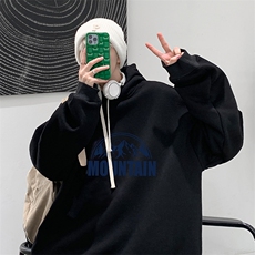WY2255-P35加绒款-P40纯棉连帽卫衣男大码运动帽衫宽松薄外套男，男装卫衣，电商A040