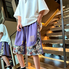 抖音品质夏季新款短裤拼接小熊速干短裤DY65-P35尺码M-3XL，男装休闲裤，星座808A-1