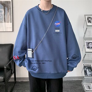 NASA圆领卫衣男大码加厚加绒长袖t恤男S6243-P28 加绒款-P33图片