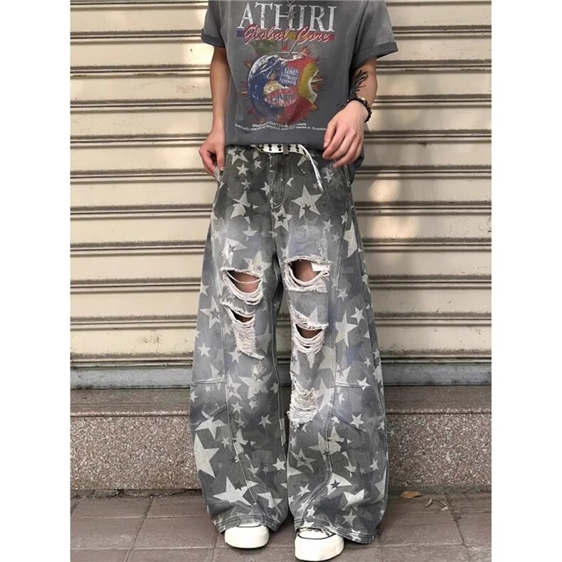 A490-P50气质慵懒牛仔裤流行原宿时尚潮流新款日系简约文艺,男装牛仔裤,电商B323A