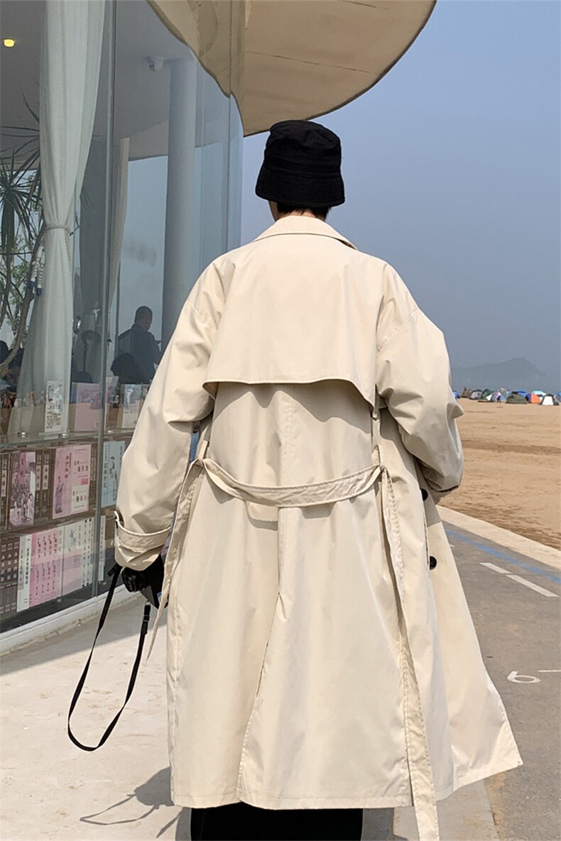 F2068/P80秋装新款双排扣长款过膝风衣男大码男中长款大衣潮控108，男装风衣，电商A141