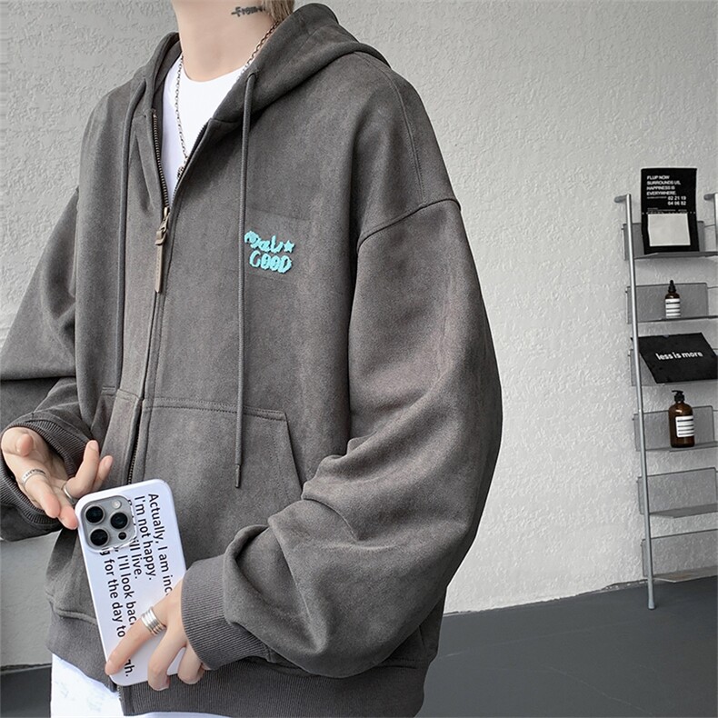 麂皮绒连帽卫衣运动套装男校园风运动服两件套学生班服TZ115-P128,男装休闲套装,电商D206-1