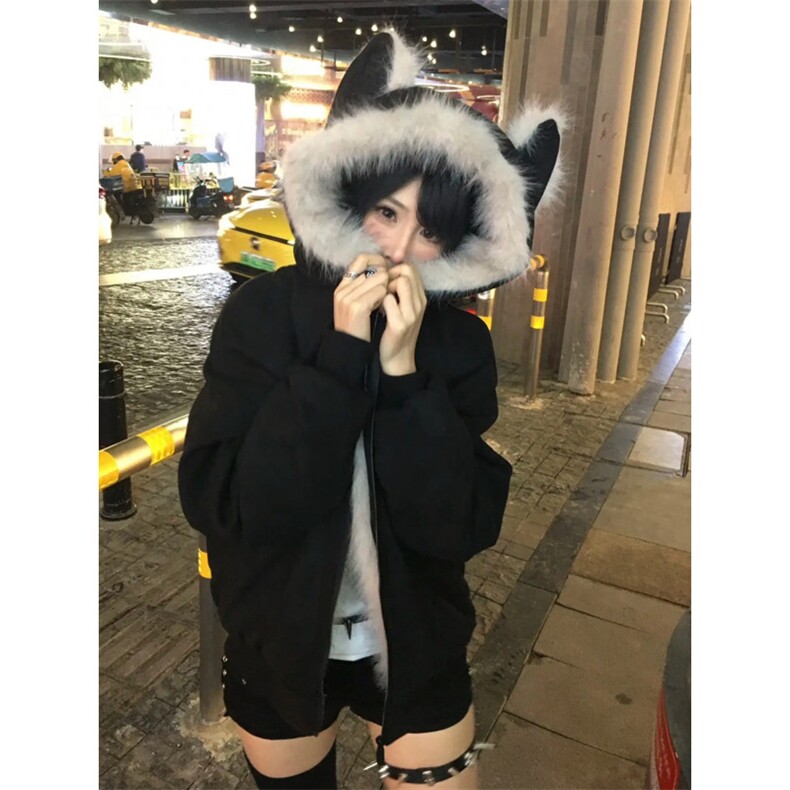 1506A/GM88090/P99高级感毛茸茸毛领连帽外套春秋季新款,女装短外套,星座1506A