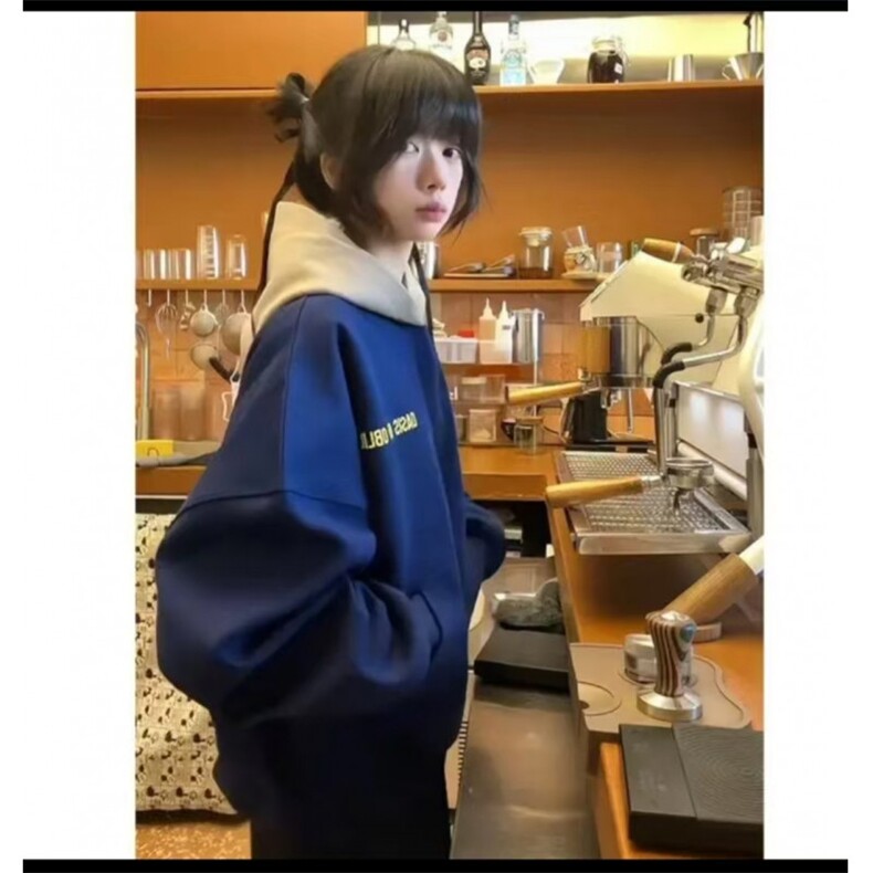 网图撞色拼接连帽假两件字母印花男女卫衣YY808-P56,男装卫衣,电商C216