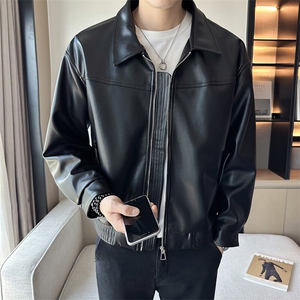 2025春季 皮衣外套pu皮休闲翻领免洗机车夹克外套男PY118-P110图片