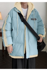 棉服男冬季新款港风宽松假两件连帽棉衣MF8587-特P78，男装棉衣，星座214-3