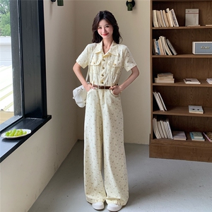 2025夏季新款韩系工装衬衫连体裤女设计感炸街收腰显瘦休闲连体裤图片