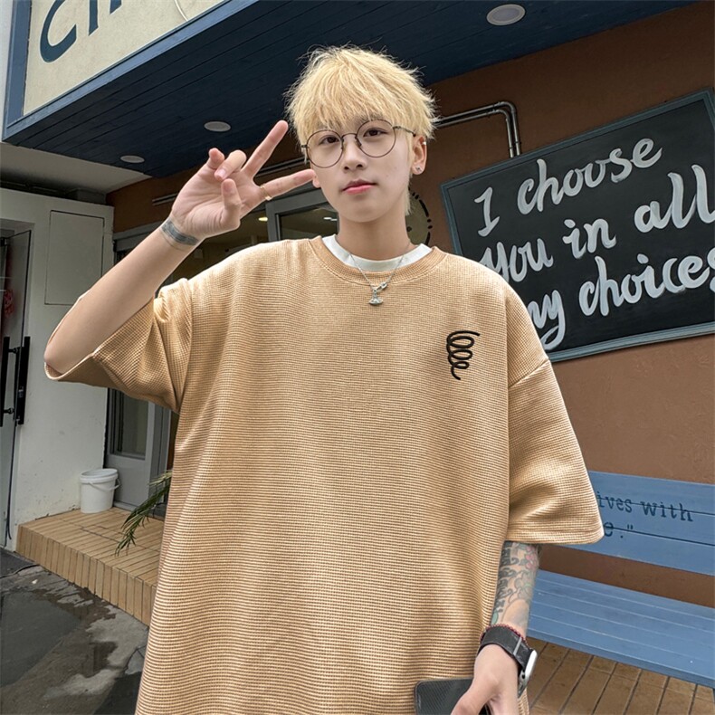 量大优！供视频！港风华夫格短袖T恤半袖男HT203-特P18,男装T恤,电商B367