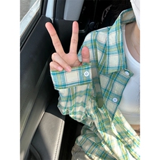TC715-P45格子衬衫女春2025新款法式小衫宽松复古港味上衣外套，男装衬衫，星座617A-2