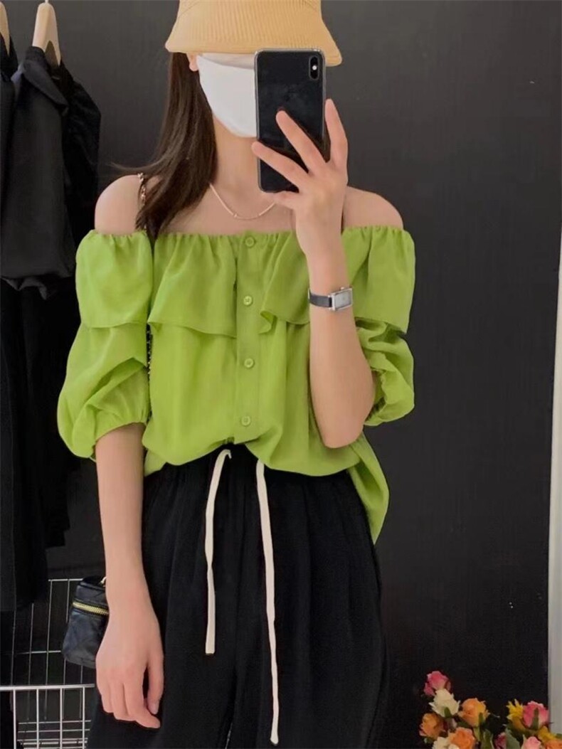 夏季一字肩上衣，其它，嫒可儿(1F)