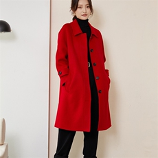 羊毛大衣女新款冬季韩版时尚流行羊毛呢子外套，女装双面呢大衣，召鑫羊绒双面呢