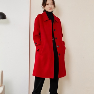 羊毛大衣女新款冬季韩版时尚流行羊毛呢子外套，女装双面呢大衣，召鑫羊绒双面呢