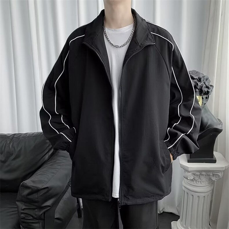 2024春季百搭休闲黑色外套运动夹克简约宽松潮流上衣W6881-P45,男装夹克,星座512-2