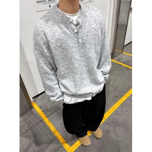 慵懒感圆领羊毛针织衫男士秋冬款潮流宽松软糯毛绒毛衣 M5163图片