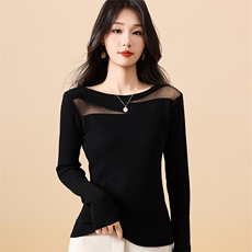 秋冬新款纯色针织套头上衣时尚百搭，女装针织衫/毛衣，挚尚羊绒