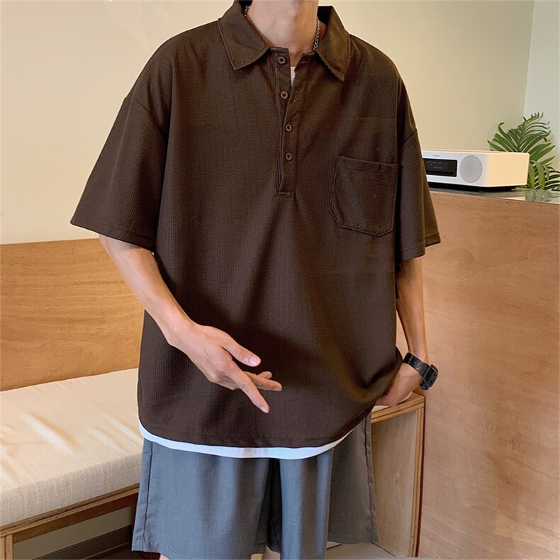 华夫格polo衫男短袖韩版潮流2023夏季新款ins宽松衬衫W2942-P32,男装Polo衫,星座412-2