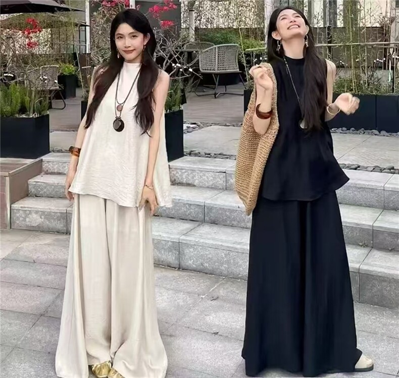2025韩系松弛感无袖慵懒风套装,女装套装/套裙,雪兔电商全品类