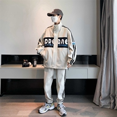春季新款深度库存青少年大码宽松立领印花港风休闲套装男TZD15P90，男装休闲套装，电商B226