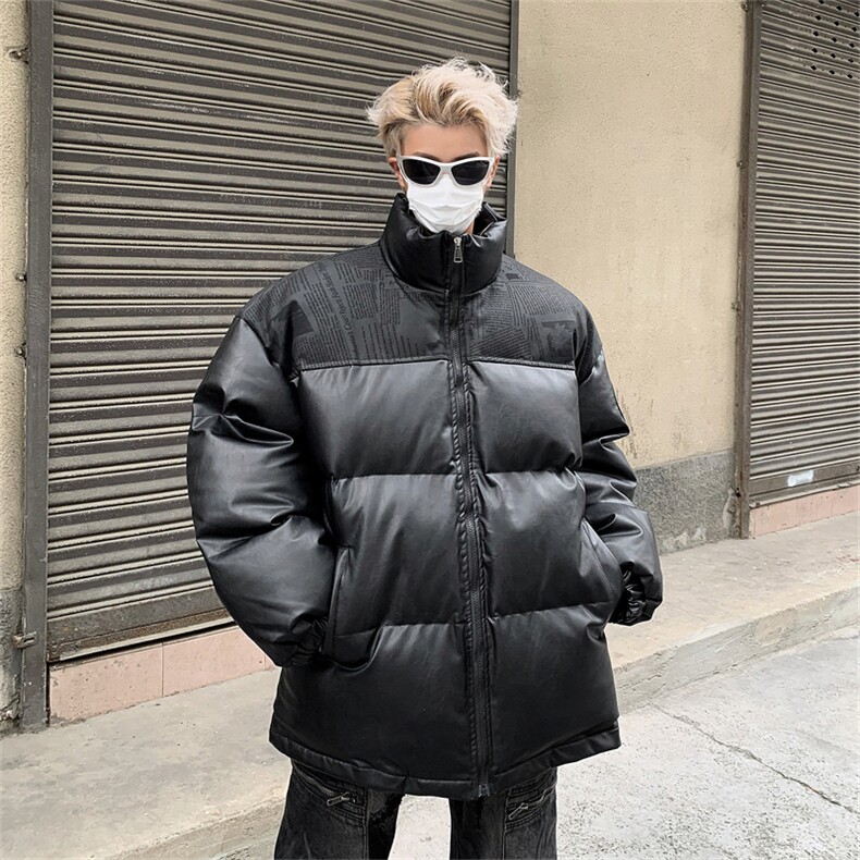 潮牌立领pu皮棉衣男秋冬季美式保暖宽松棉服高街百搭休闲情侣外套,男装棉衣,星座505-2（原电商A260-1)