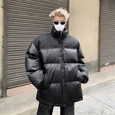 潮牌立领pu皮棉衣男秋冬季美式保暖宽松棉服高街百搭休闲情侣外套，男装棉衣，星座505-2（原电商A260-1)