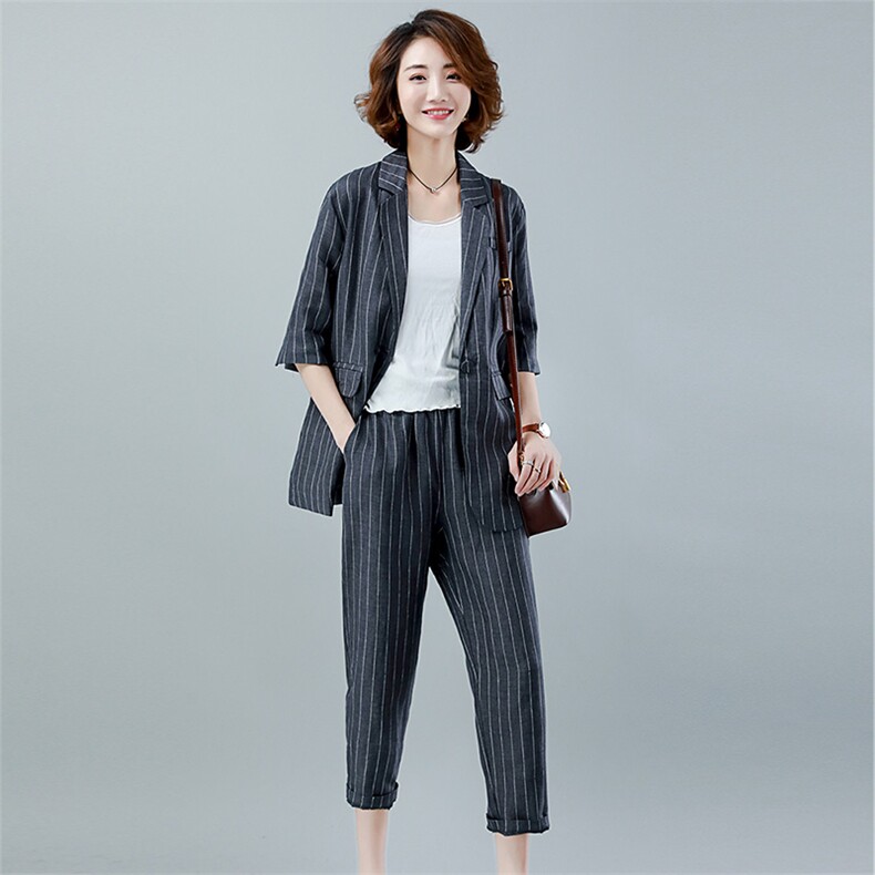 套装2021年夏季潮流简约个性显瘦修身百搭优雅休闲长袖,女装套装/套裙,小林双子