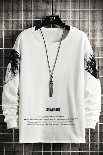 主推货足7XL-M 长袖卫衣男2023春季新款慵懒风休闲上衣加肥加大码图片